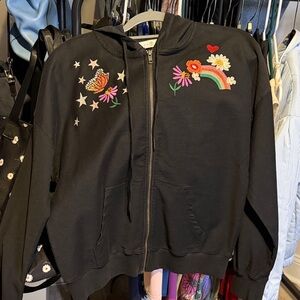 Black Billy T Hoodie with Colorful Embroidery